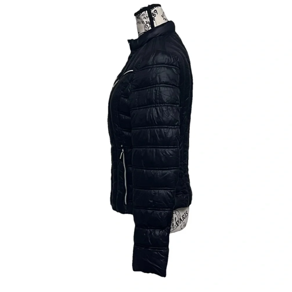 Laundry by Shelli Segal Moto Biker Jacket Black Puffer Goth Grunge Rock Emo M - Picture 4 of 11